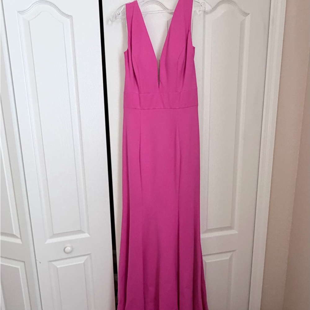 Cameron Blake plunge neck fuchsia Prom Dress NWOT